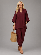 Georgiana | V Neck Tunic Gathered Trouser Set