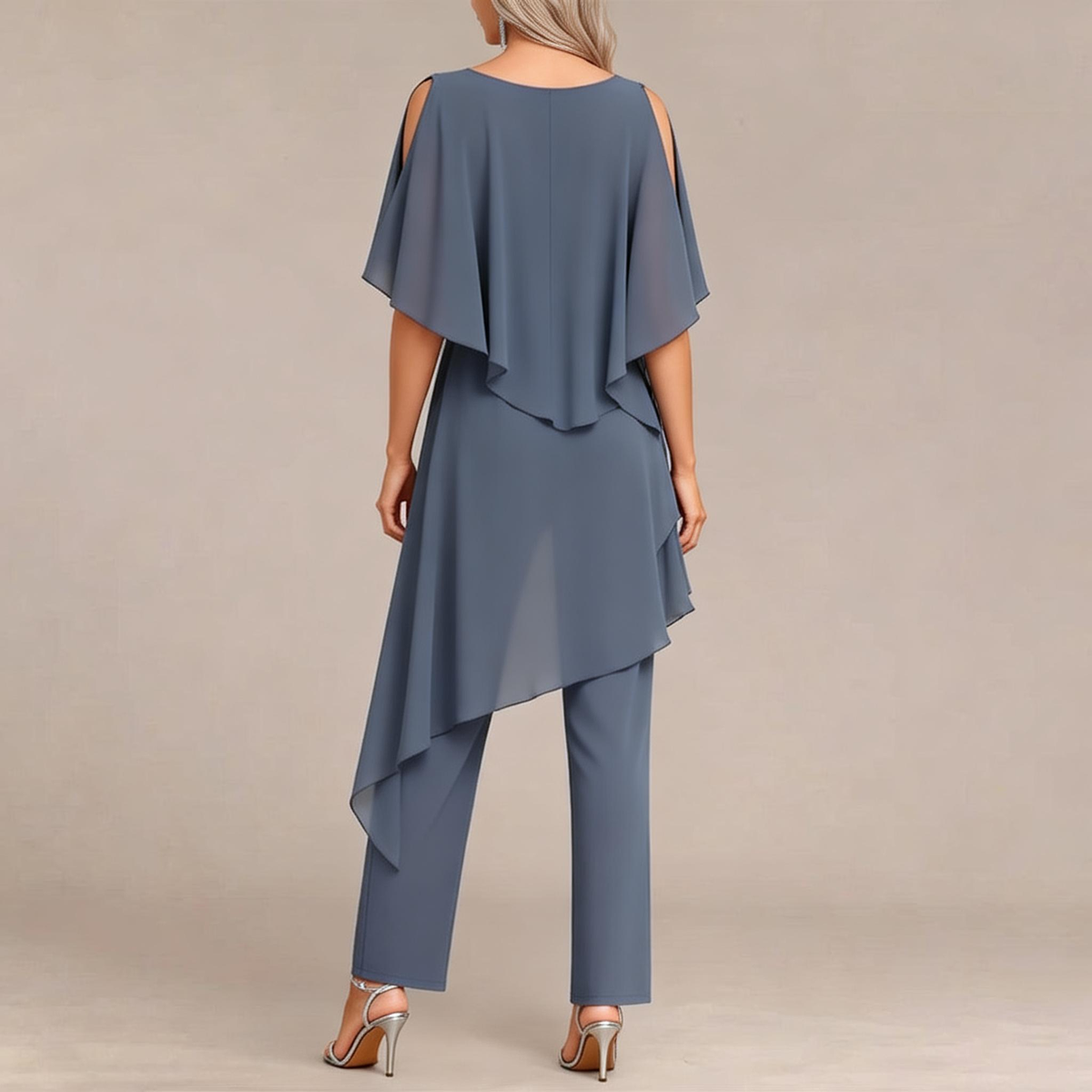 Blue Round Neck Two Piece Set