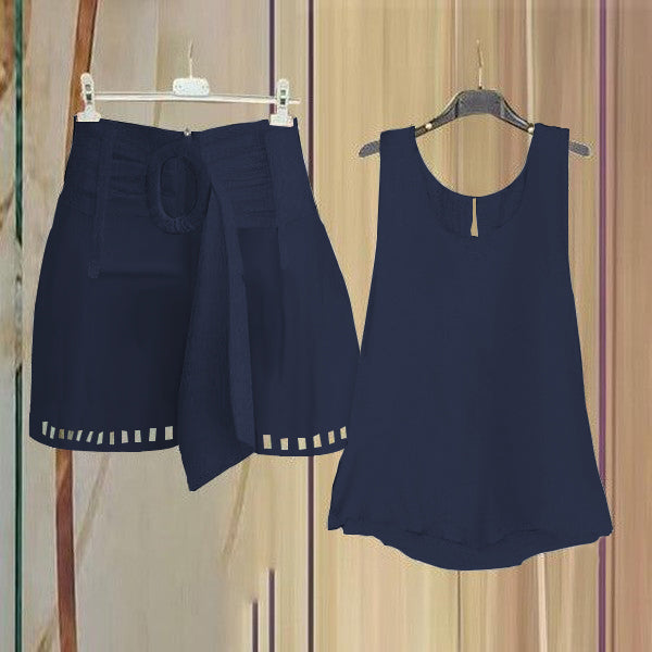 Fresh Sleeveless Green Two Piece Set