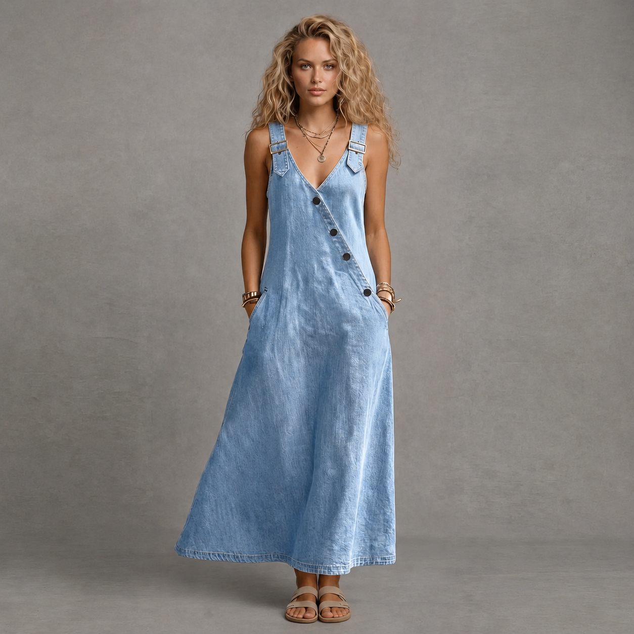 Lena | Stylish Denim Dress With Pockets